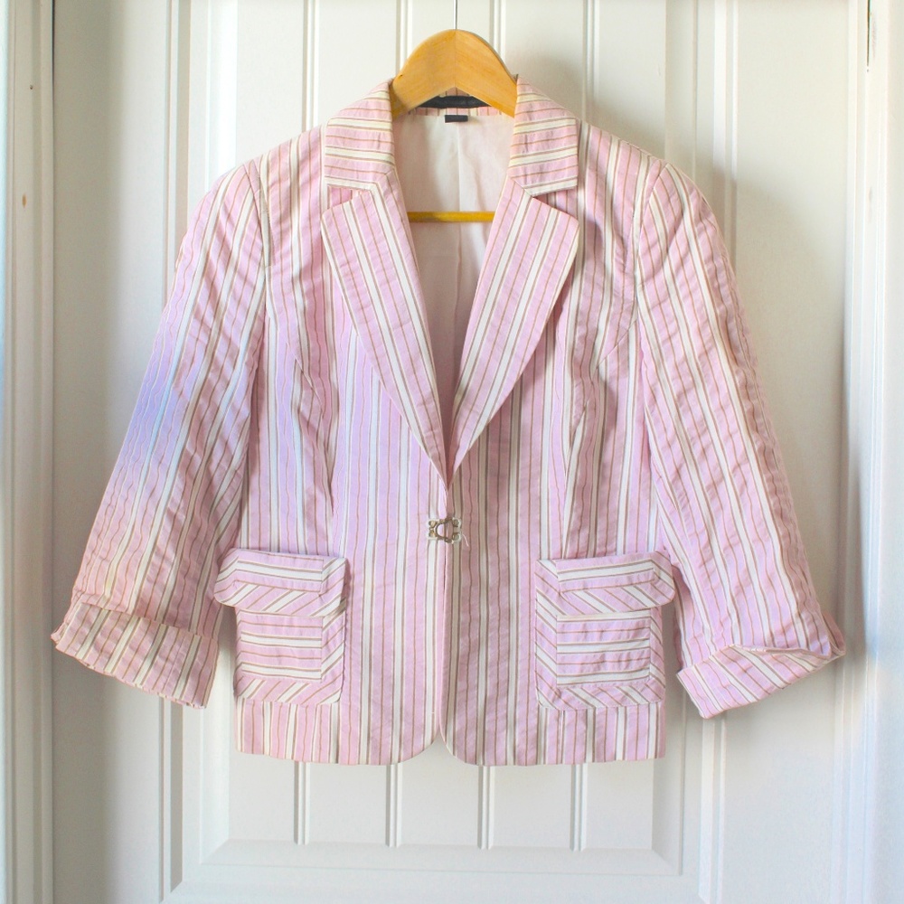 Express Design Studio Striped Blazer in Blush